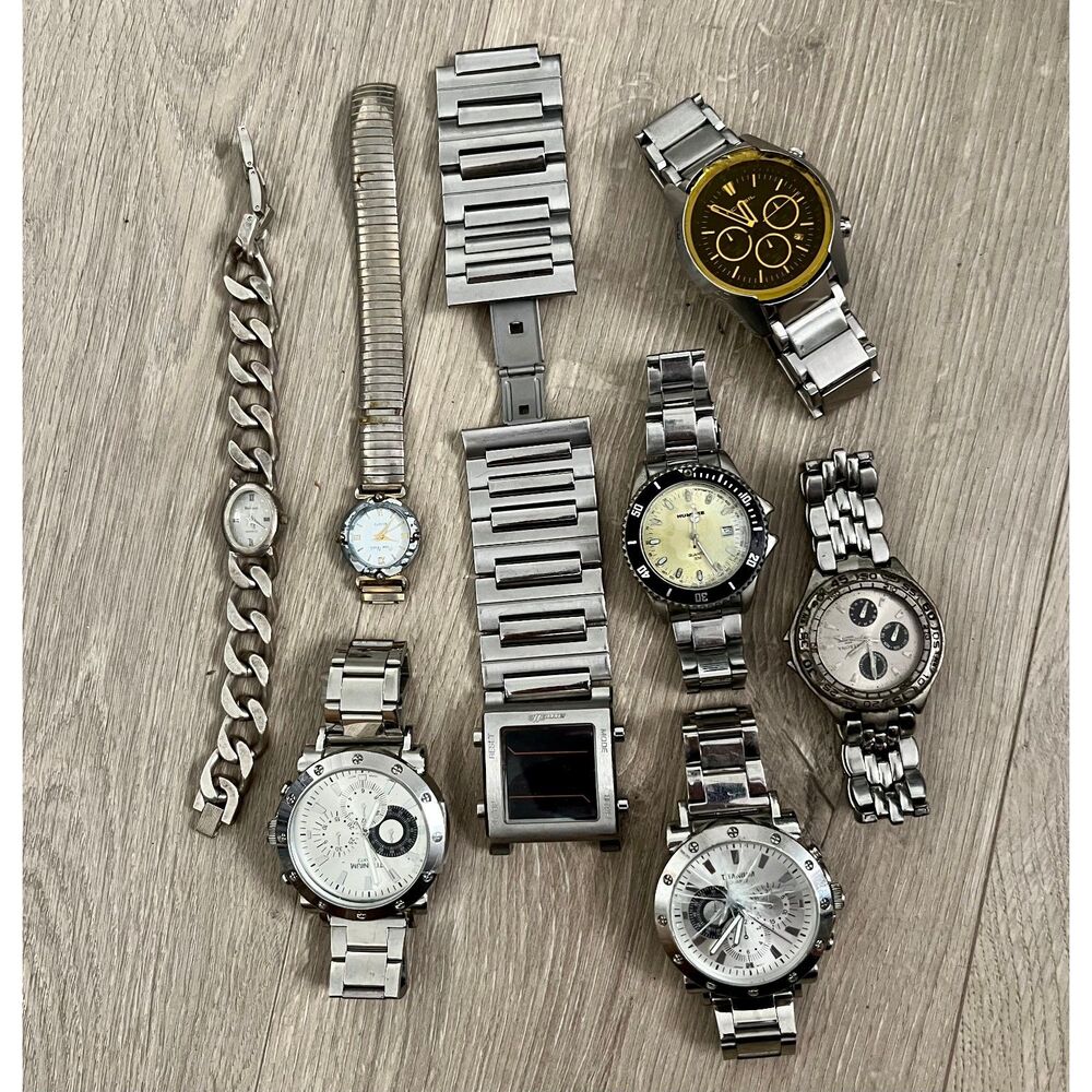 Assorted Lot 8 Mens Watches Untested for repair or parts Vintage